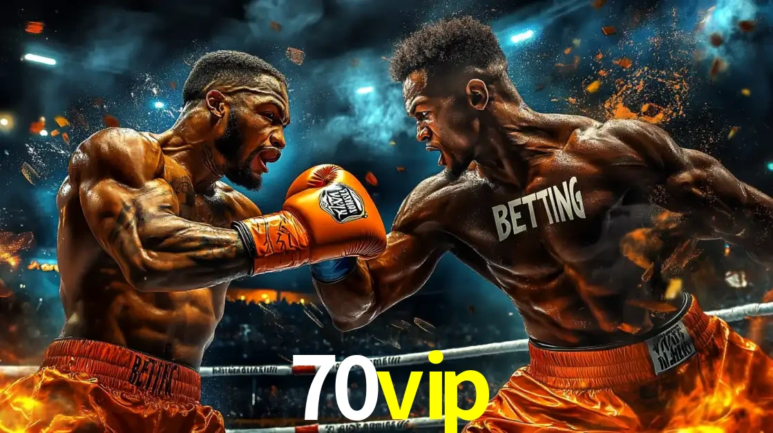 Dois boxeadores em uma luta intensa e explosiva, representando a adrenalina e as oportunidades de apostas em esportes de combate disponíveis na plataforma 70vip.