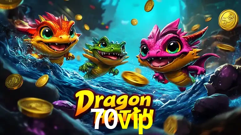 Arte promocional do jogo Dragon Hatch com três adoráveis dragões bebês nadando entre moedas de ouro, um dos slots mais divertidos para jogar no cassino 70vip.