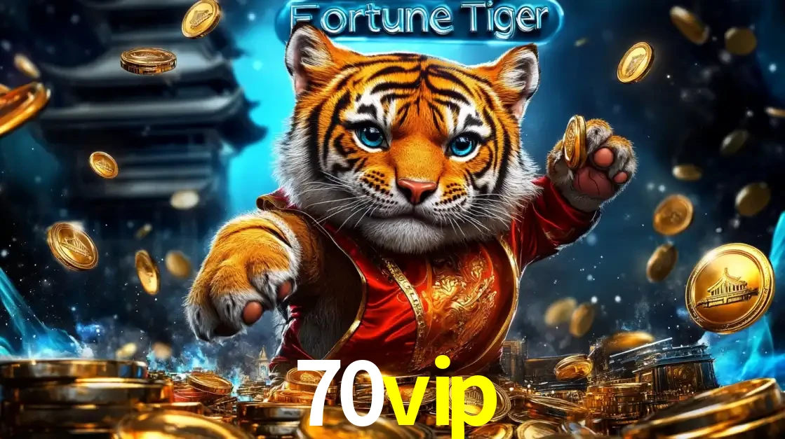 Imagem promocional do jogo de slot Fortune Tiger, com um tigre majestoso em traje tradicional cercado por uma fortuna em moedas de ouro, disponível agora no cassino 70vip.